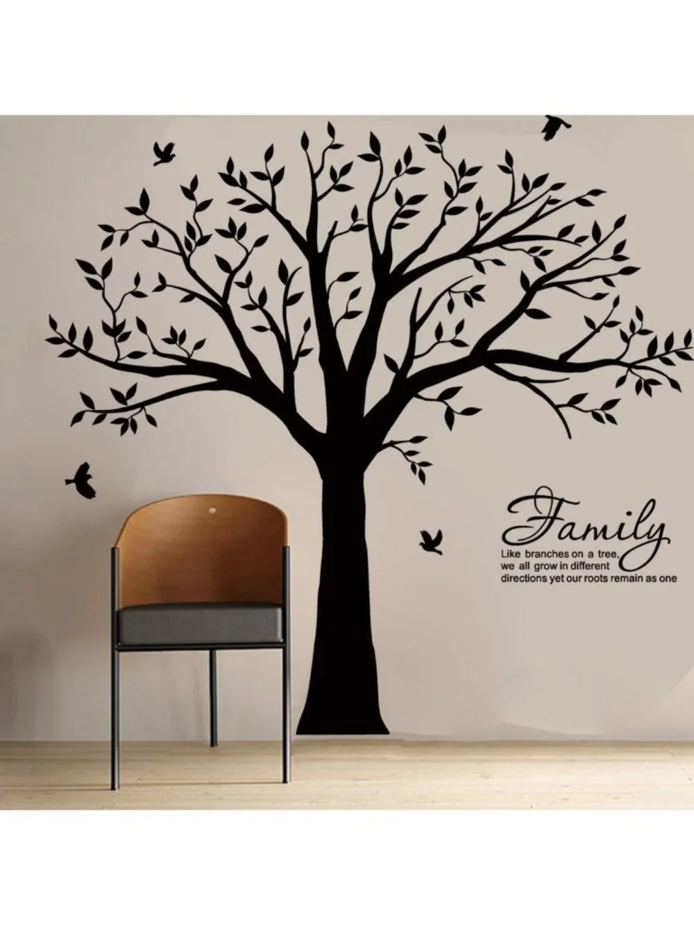 Family Tree Wall Decal - Inspirational Quote, Home Decor for Living Room, 83x83